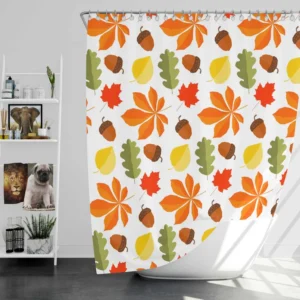 Autumn Leaves And Acorn Nut Shower Curtain