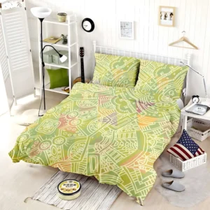 Avocado Green Abstract Pattern Design Bedding Set