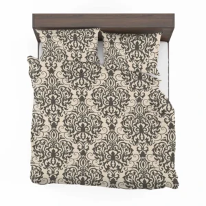 Beautiful Seamless Black Damask Pattern Bedding Set 1