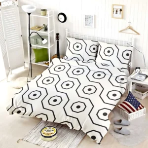 Black White Hexagon Pattern Bedding Set