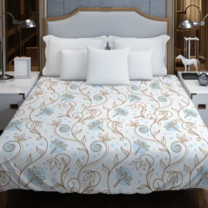 Blossom Pink Mini Flowers Vine Pattern Duvet Cover