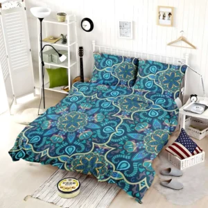 Blue And Gold Italian Pattern Bedding Set