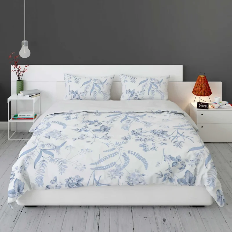 Blue Floreana Toile Pattern Bedding Set 1