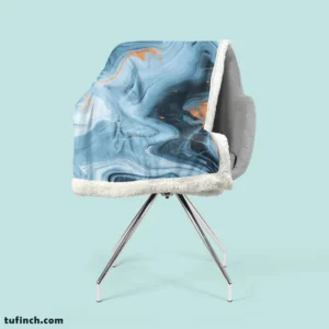 Blue Orange Liquid Pattern Sherpa Fleece Blanket 2