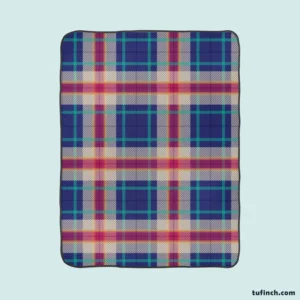 Blue Purple Plaid Design Fleece Blanket 1