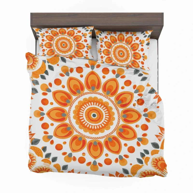 Bohemian Orange Folk Design Bedding Set 2
