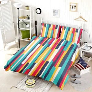 Bright Colored Stripes Pattern Bedding Set