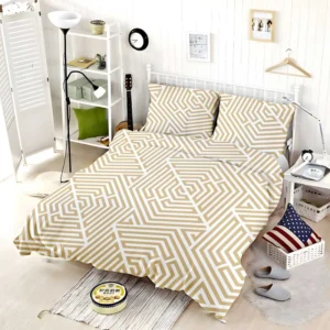 Camel Brown Abstract Geometric Pattern Bedding Set