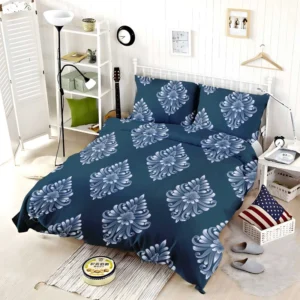 Classical Damask Pattern on Midnight Blue  BG Bedding Set