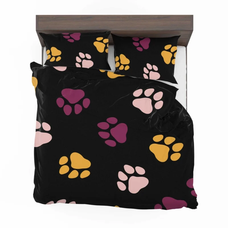 Colored Dog Paws Print Bedding Set 2