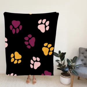 Colored Dog Paws Print Fleece Blanket