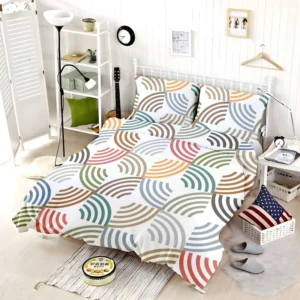 Colorful Minimal Circle Pattern Bedding Set