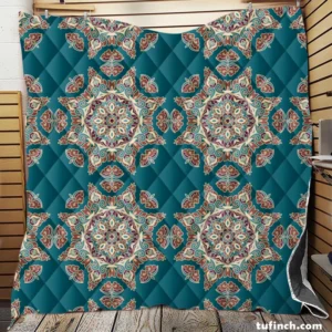 Dark Green Abstract Pattern Design on Background Quilt Blanket