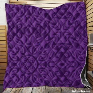 Dark Violet Tribal Floral Design Quilt Blanket