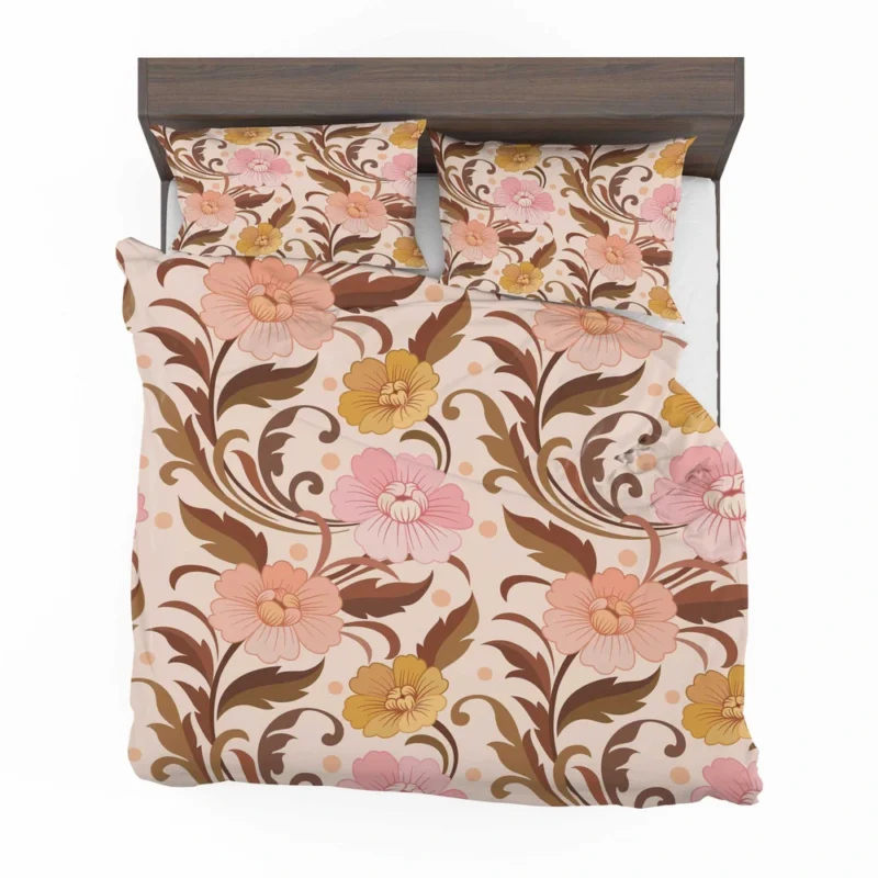 Elegant Flowers Design In Vintage Color Pattern Bedding Set 2