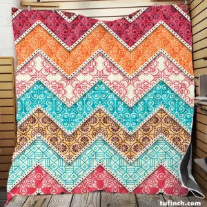 Ethnic Zigzag Pattern Quilt Blanket