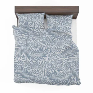 Floral Pattern on Cerulean Blue Background Bedding Set 1