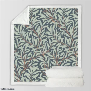 Floral  Pattern on Slate Gray Sherpa Fleece Blanket