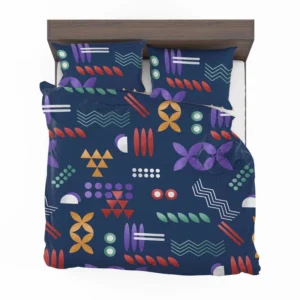 Geometric Colorful Pattern with Grain Texture Bedding Set 1