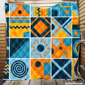 Geometrics Blue Yellow Design Quilt Blanket