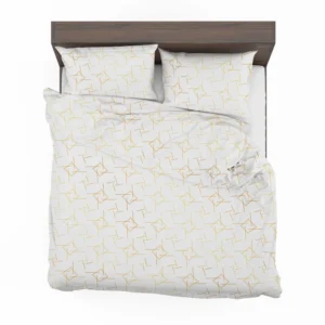 Golden Pattern with Lines and Squares Bedding Set 1