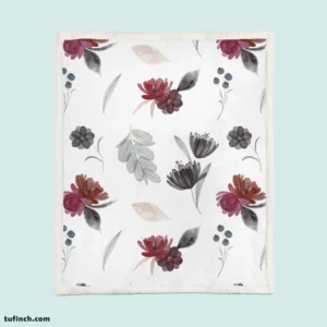 Gothic Watercolor Floral Pattern Sherpa Fleece Blanket 1