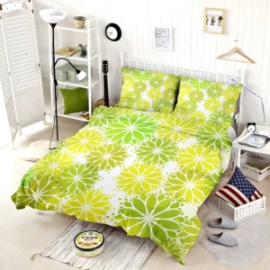 Green Leaves Floral Shape Concept Bedding Set