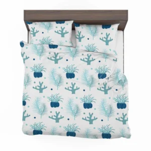 Hand Drawn Blue Coral Background Bedding Set 1