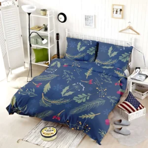 Hand Drawn Dark Sea Blue Pattern Bedding Set