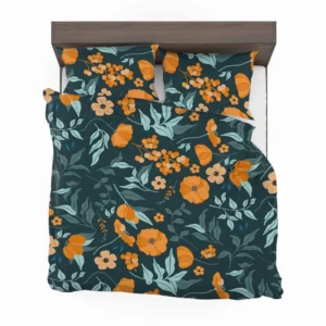 Hand Drawn Floral Pattern in Peach Tones Bedding Set 1