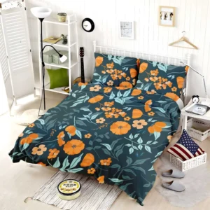 Hand Drawn Floral Pattern in Peach Tones Bedding Set