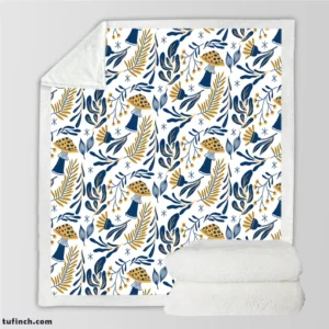 Hand Drawn Mushroom Pattern Sherpa Fleece Blanket