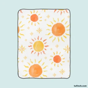 Hand Drawn Sun Design Fleece Blanket 1