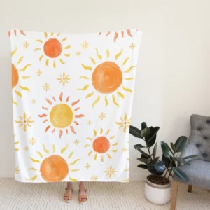 Hand Drawn Sun Design Fleece Blanket