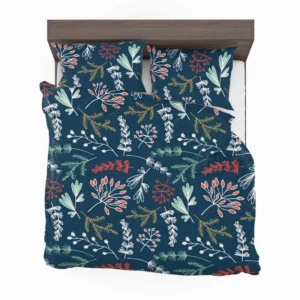 Hand Drawn Winter Floral Design Bedding Set 1