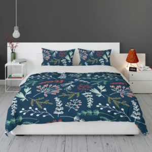 Hand Drawn Winter Floral Design Bedding Set 2