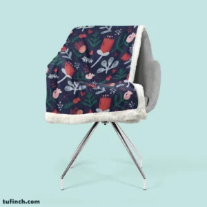 Hand Painted Abstract Floral Pattern Sherpa Fleece Blanket 2