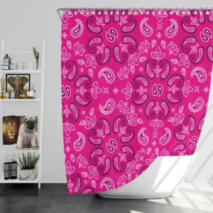Hot Pink Floral Print Paisley Shower Curtain