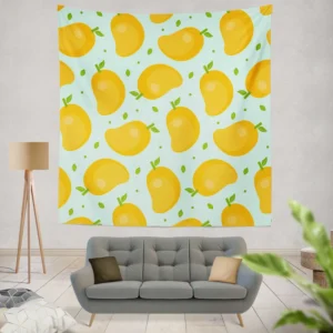 Mango Fruit With Leaves Design Wall Tapestry