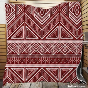 Maroon Aesthetic Songket Pattern Quilt Blanket