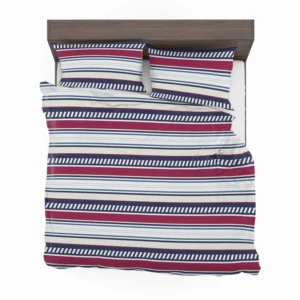Maroon and Navy Blue stripes Pattern Bedding Set 1