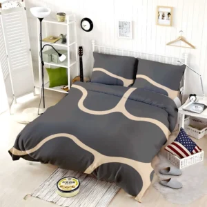 Minimalist Papaya Whip Lines On Carbon Grey Bedding Set