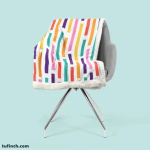 Multicolored Flat Stripes Pattern Sherpa Fleece Blanket 2