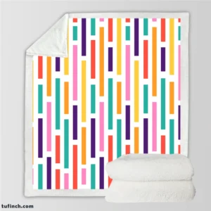 Multicolored Flat Stripes Pattern Sherpa Fleece Blanket