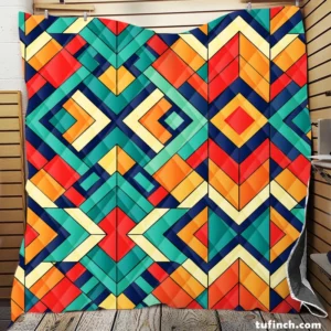 Multicolored Tribal Geometrics Quilt Blanket