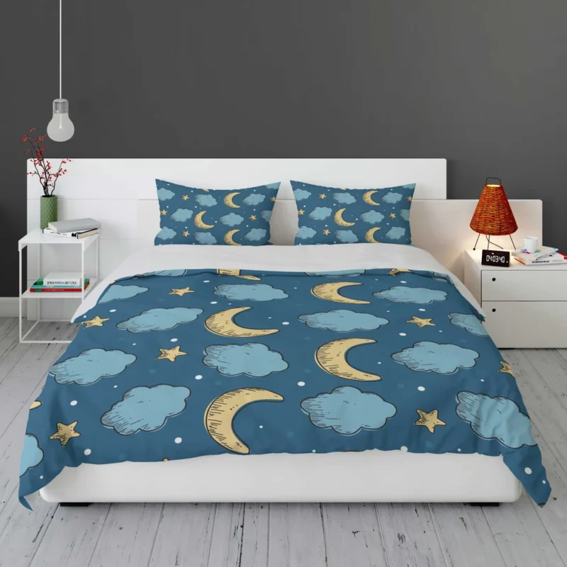 Night Sky Moon Clouds Bedding Set 1