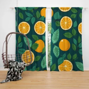 Orange Sliced Fruit Design Curtain