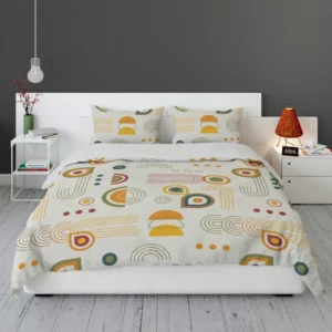 Orange and Yellow Flat Boho Geometric Pattern Bedding Set 2