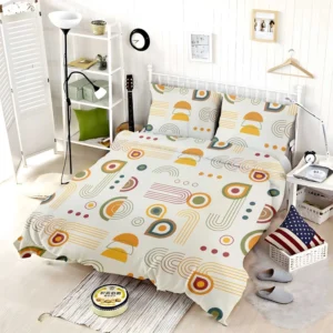 Orange and Yellow Flat Boho Geometric Pattern Bedding Set