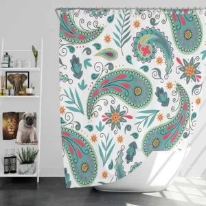 Paisley Floral Indian Folk Art Pattern Shower Curtain